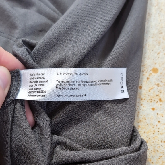 Eileen Fisher | Gray Stretchy Mini Dress with V Neck and 3/4 Sleeves Size XL 1X - Picture 6 of 8